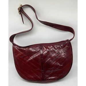 Genuine Eel Skin Cabernet Colored Handbag